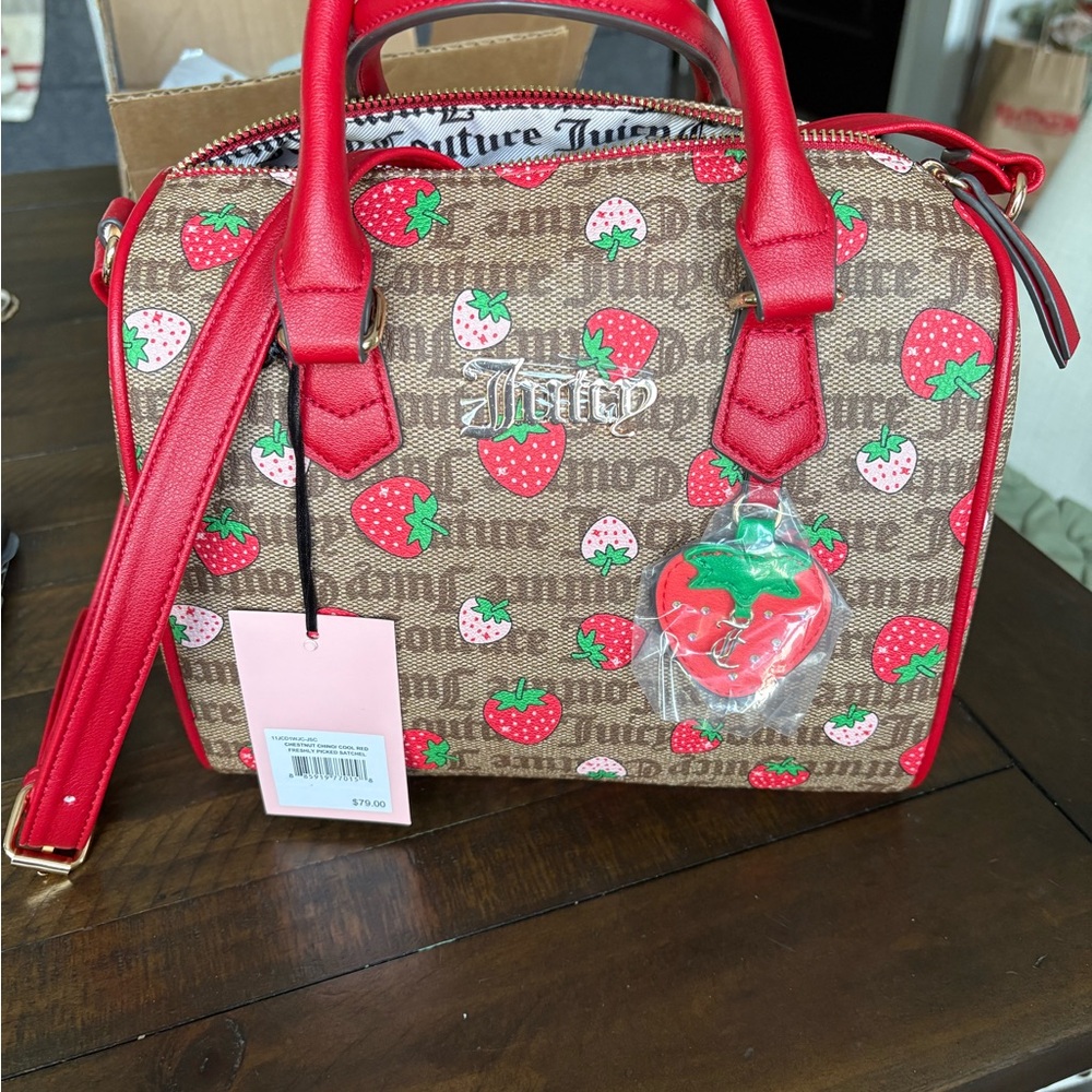 Juicy Couture Brown and Red Strawberry Satchel